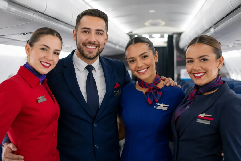 Tripulación afiliada a ACAV a bordo de una aeronave