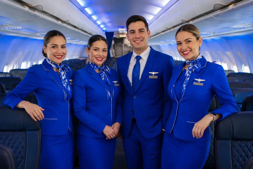 Tripulantes de cabina durante su jornada de vuelo