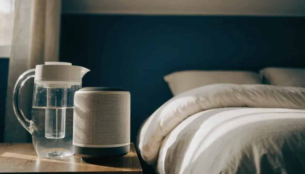 Purificador de agua y de aire en un dormitorio