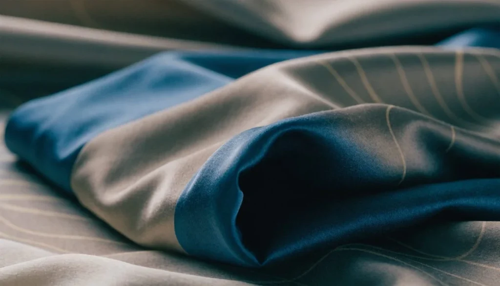 Pijama de satín doblada, detalle de textil